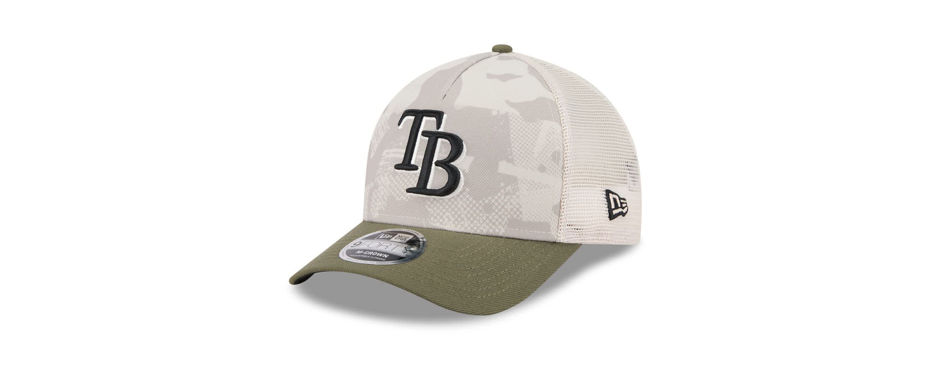 MLB Light Beige/Olive Tampa Bay Rays 2025 Armed Forces Day 9FORTY M-Crown A-Frame Adjustable Hat