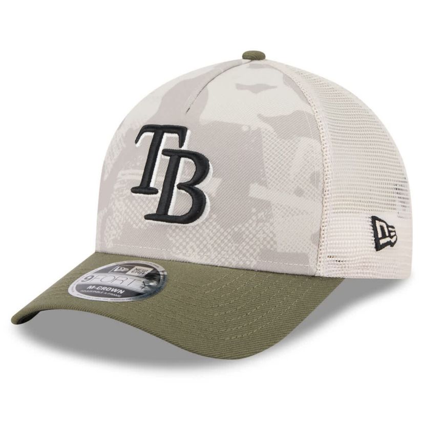 MLB Light Beige/Olive Tampa Bay Rays 2025 Armed Forces Day 9FORTY M-Crown A-Frame Adjustable Hat