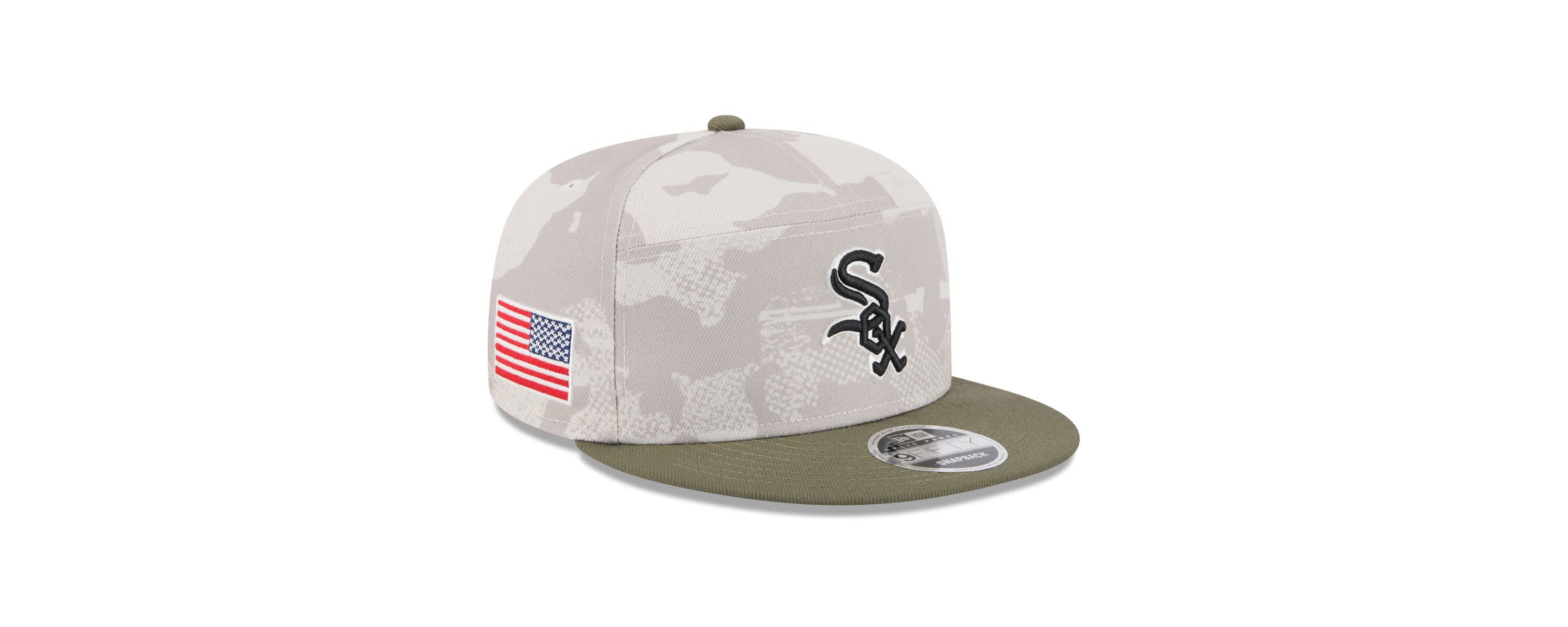 Chicago White Sox MLB Light Beige/Olive Chicago Sox 2025 Armed Forces Day Split Panel 9FIFTY Snapback Hat