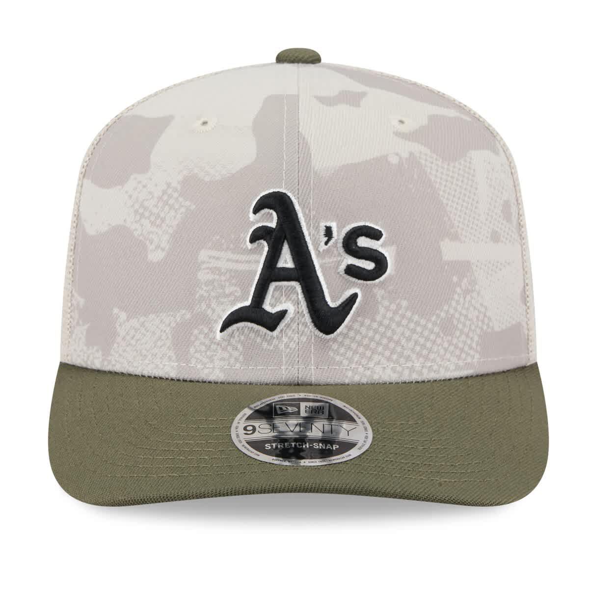 Oakland Athletics MLB Light Beige/Olive Athletics 2025 Armed Forces Day 9SEVENTY Stretch-Snap Hat