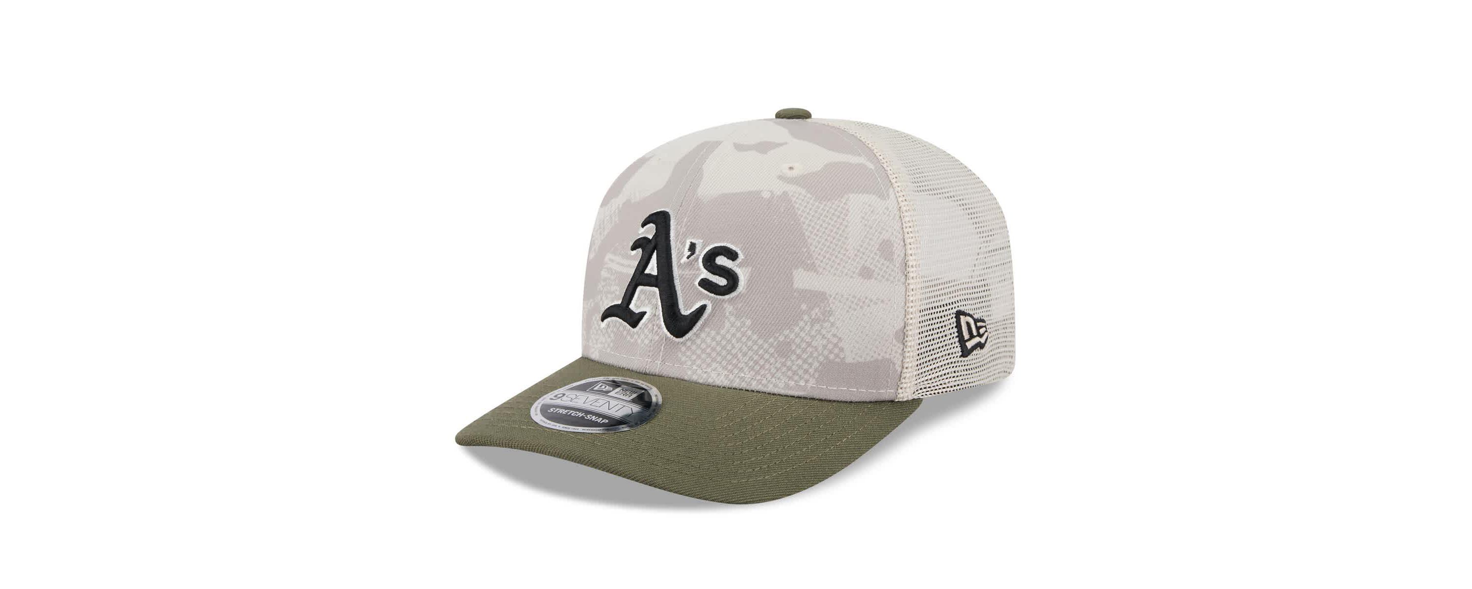 Oakland Athletics MLB Light Beige/Olive Athletics 2025 Armed Forces Day 9SEVENTY Stretch-Snap Hat