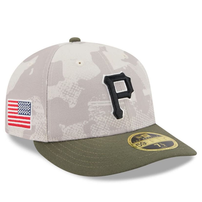 MLB Light Beige/Olive Pittsburgh Pirates 2025 Armed Forces Day Low 59FIFTY Fitted Hat