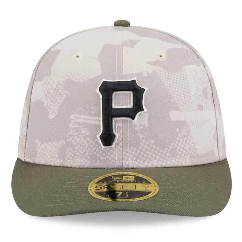 MLB Light Beige/Olive Pittsburgh Pirates 2025 Armed Forces Day Low 59FIFTY Fitted Hat
