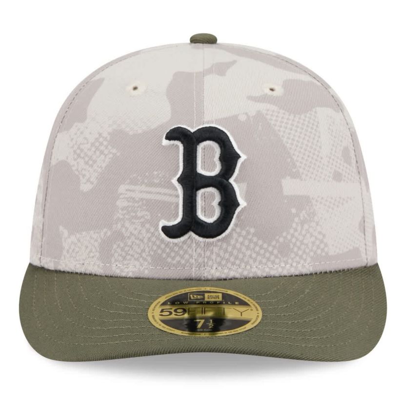 Boston Red Sox MLB Light Beige/Olive Boston Sox 2025 Armed Forces Day Low 59FIFTY Fitted Hat