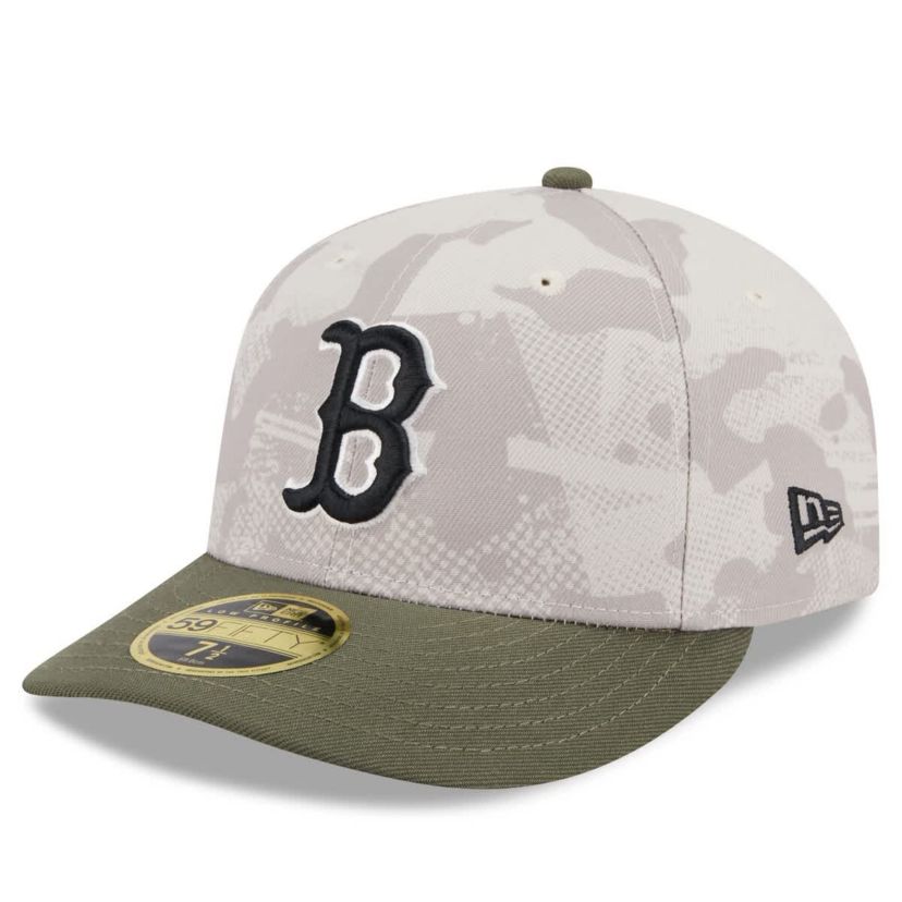 Boston Red Sox MLB Light Beige/Olive Boston Sox 2025 Armed Forces Day Low 59FIFTY Fitted Hat