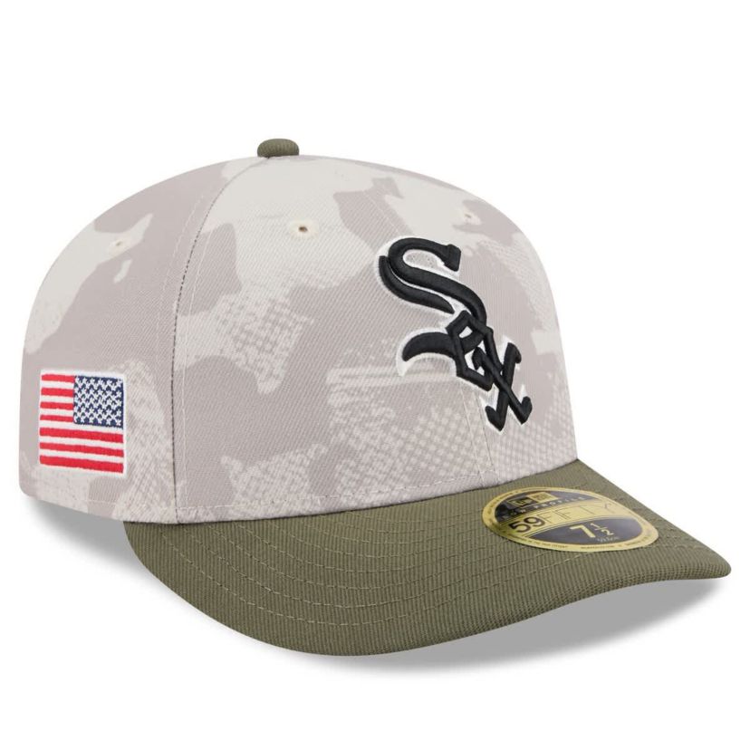 Chicago White Sox MLB Light Beige/Olive Chicago Sox 2025 Armed Forces Day Low 59FIFTY Fitted Hat