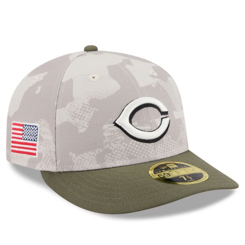 MLB Light Beige/Olive Cincinnati Reds 2025 Armed Forces Day Low 59FIFTY Fitted Hat