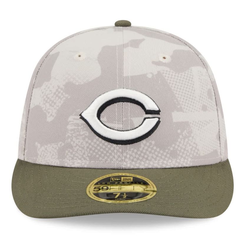 MLB Light Beige/Olive Cincinnati Reds 2025 Armed Forces Day Low 59FIFTY Fitted Hat