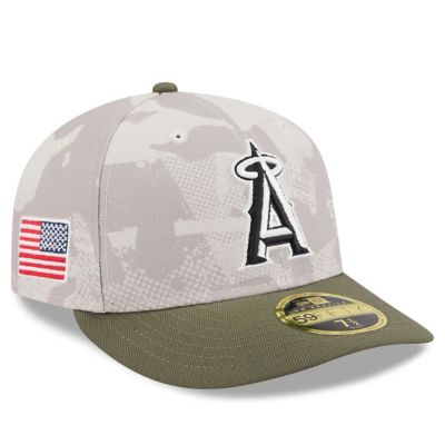 New Era Men's MLB Light Beige/Olive Los Angeles Angels 2025 Armed Forces Day Low 59FIFTY Fitted Hat, Beige, 7 1/8
