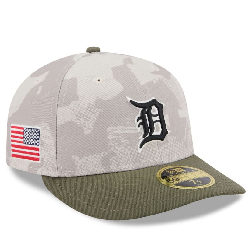 MLB Light Beige/Olive Detroit Tigers 2025 Armed Forces Day Low 59FIFTY Fitted Hat
