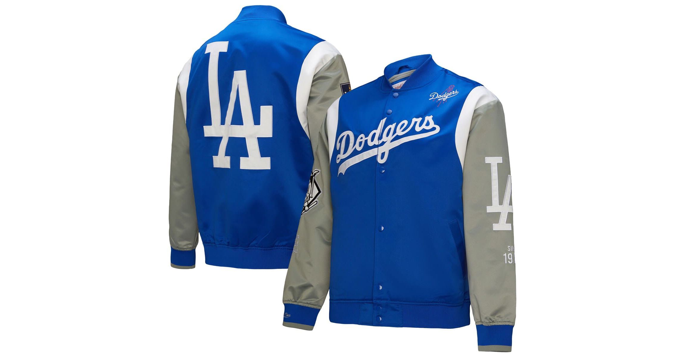 MLB Royal/Gray Los Angeles Dodgers Cooperstown Collection Team Origins Satin Full-Snap Jacket
