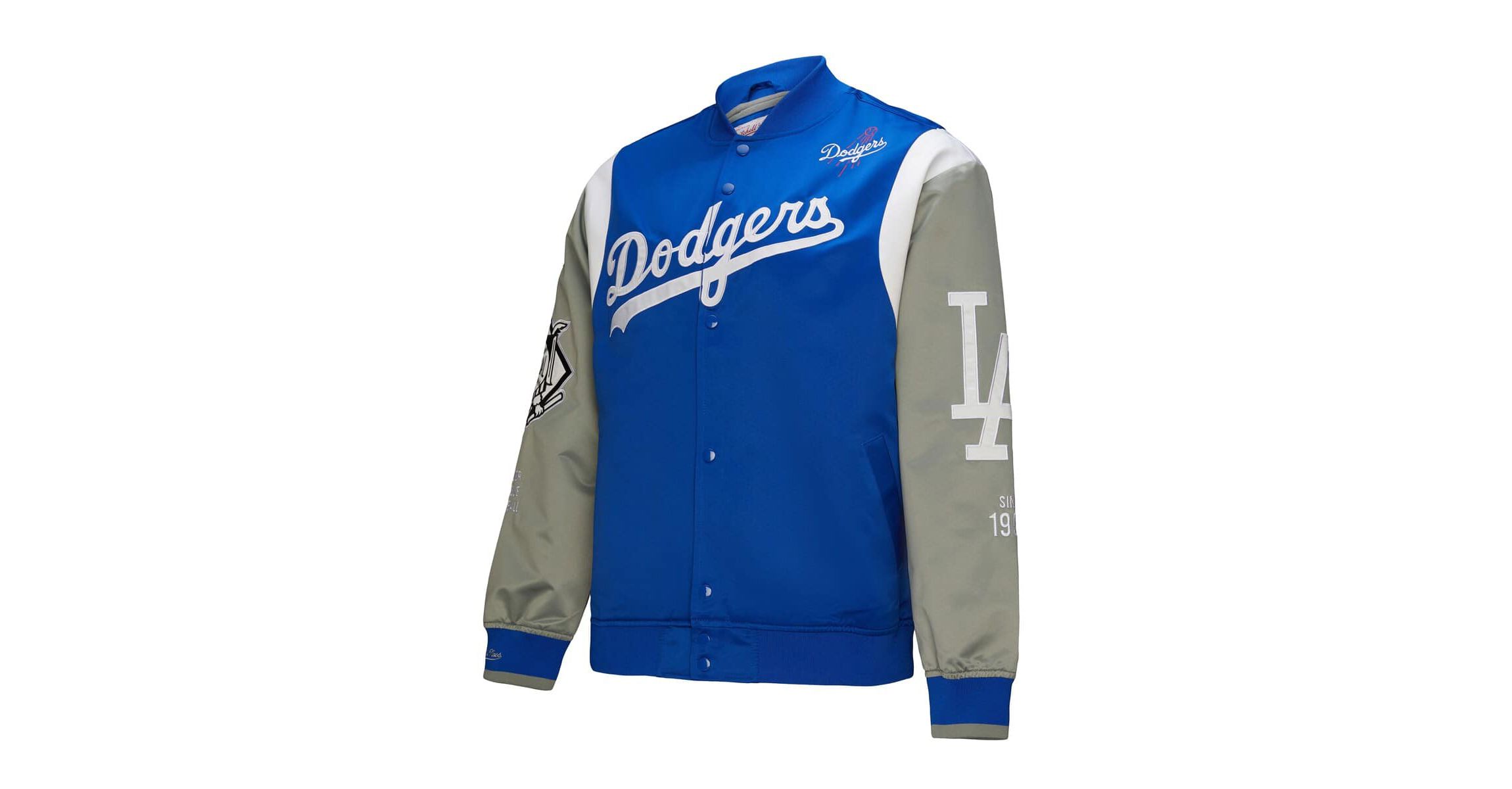MLB Royal/Gray Los Angeles Dodgers Cooperstown Collection Team Origins Satin Full-Snap Jacket