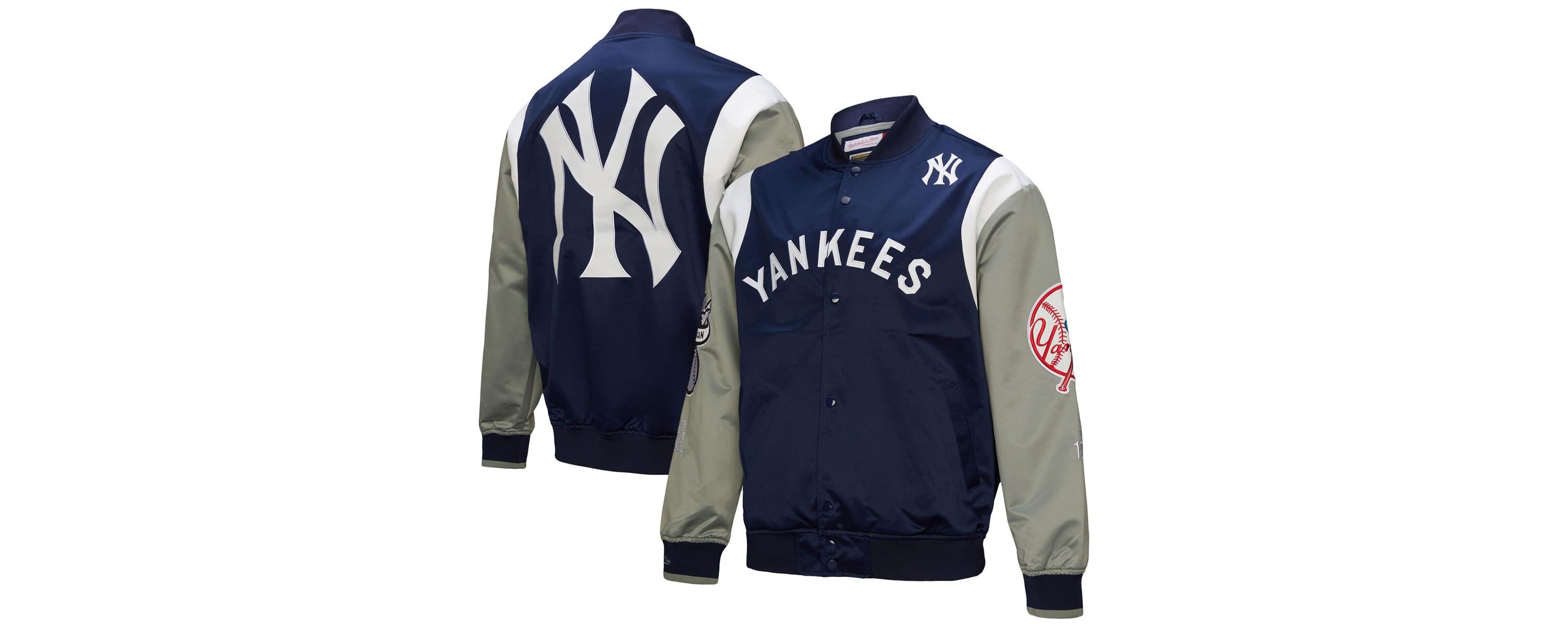 MLB Navy/Gray New York Yankees Cooperstown Collection Team Origins Satin Full-Snap Jacket