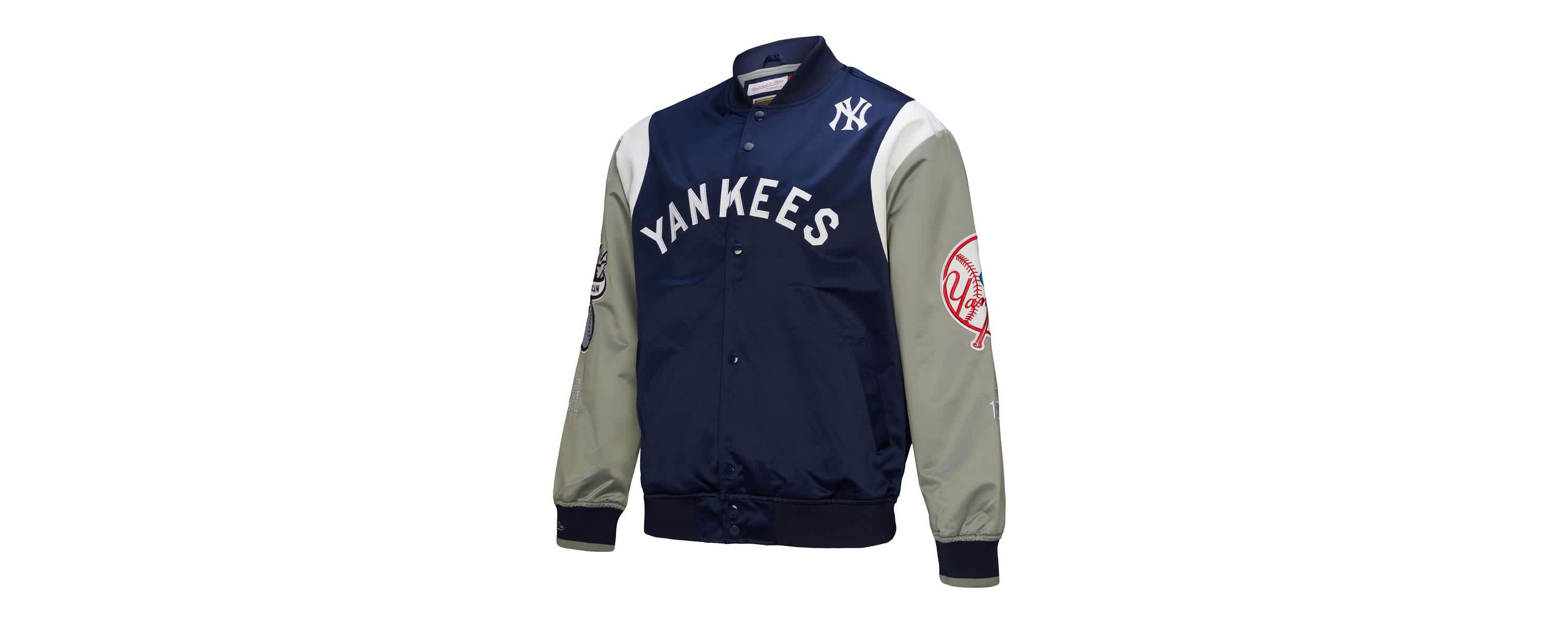 MLB Navy/Gray New York Yankees Cooperstown Collection Team Origins Satin Full-Snap Jacket