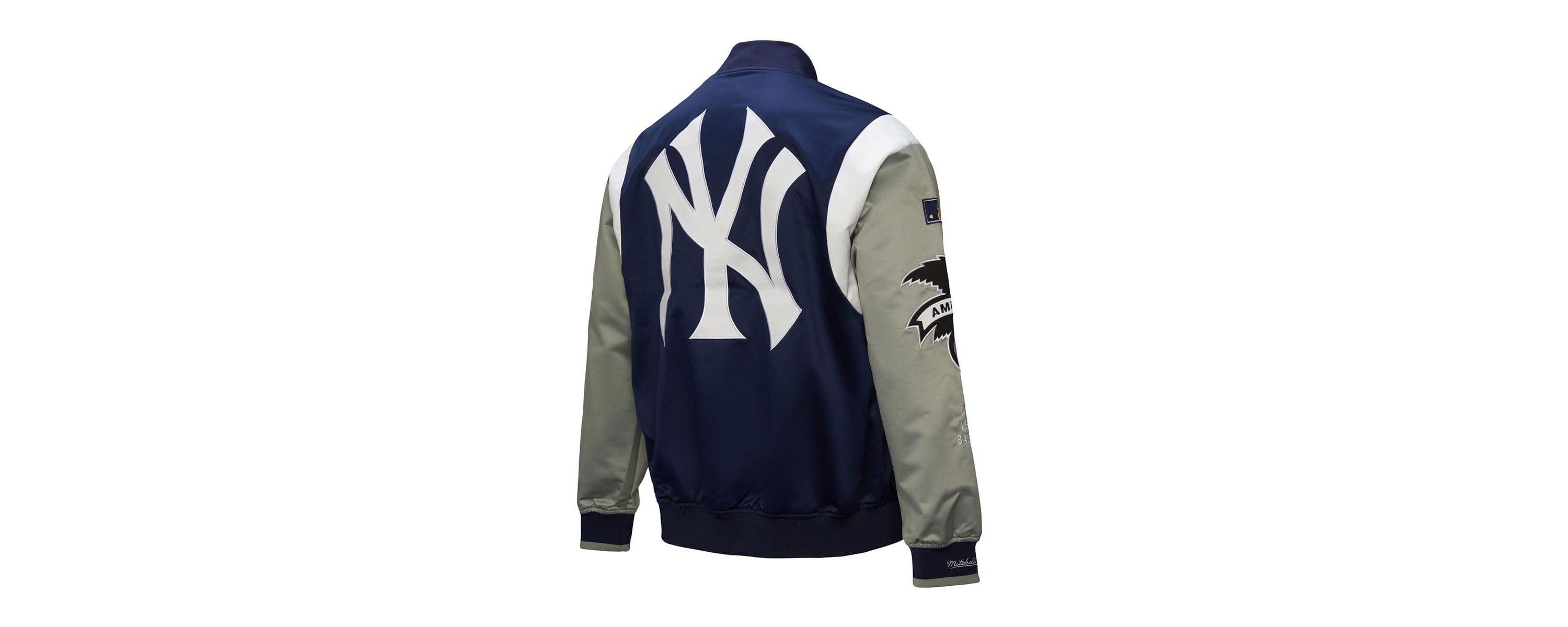 MLB Navy/Gray New York Yankees Cooperstown Collection Team Origins Satin Full-Snap Jacket