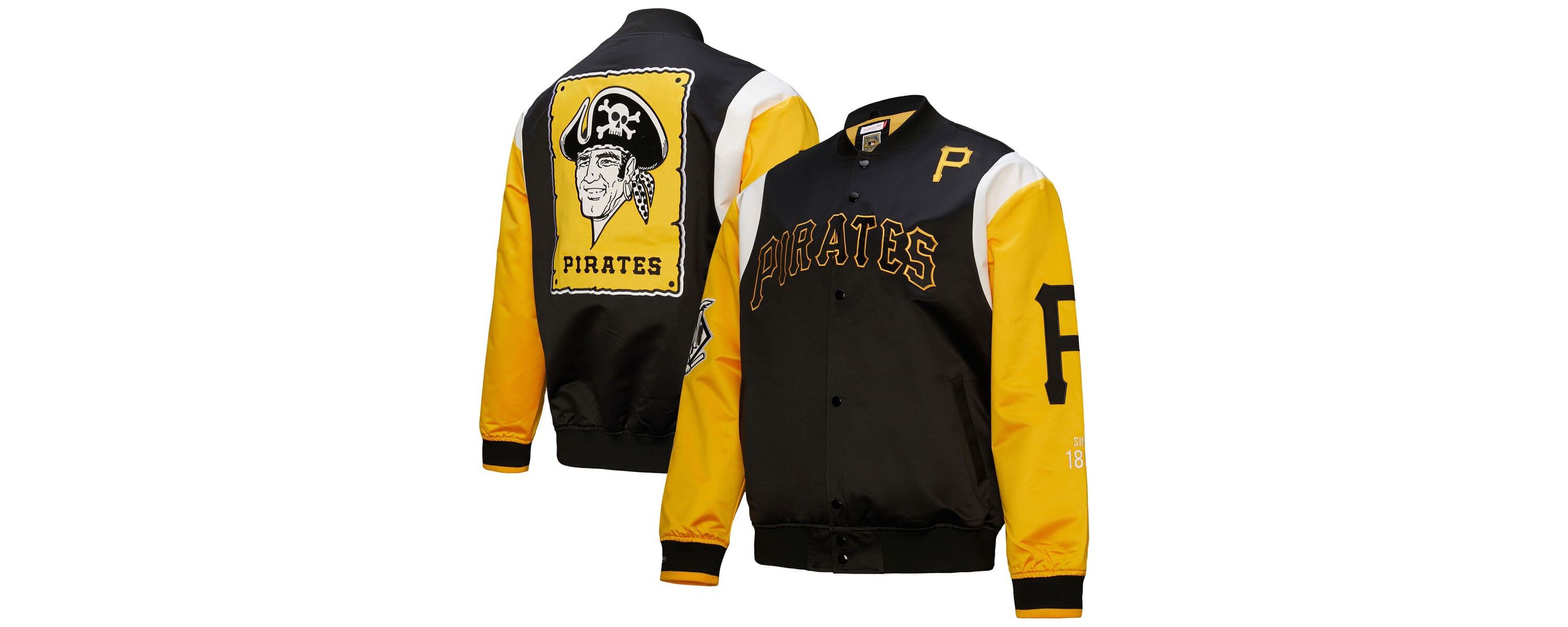 MLB Black/Gold Pittsburgh Pirates Cooperstown Collection Team Origins Satin Full-Snap Jacket