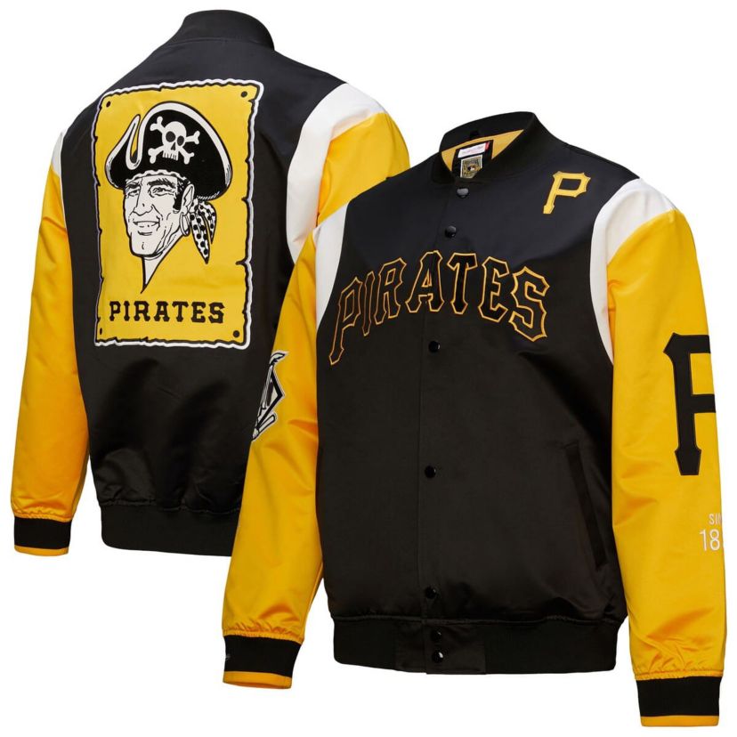 MLB Black/Gold Pittsburgh Pirates Cooperstown Collection Team Origins Satin Full-Snap Jacket