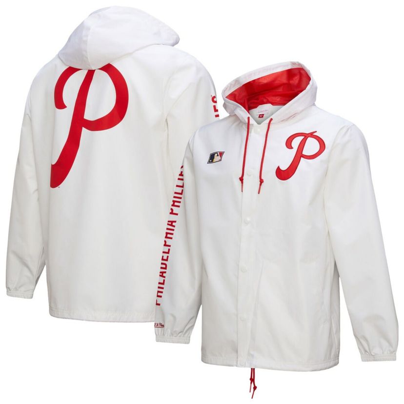 MLB Philadelphia Phillies Vintage Full-Snap Hooded Coaches Jacket