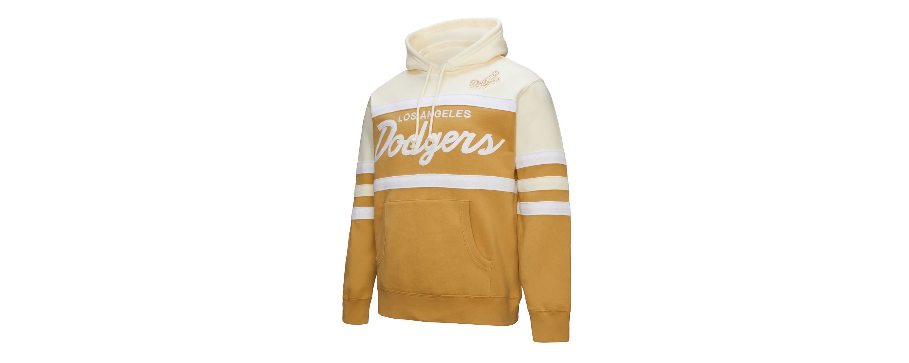 MLB Tan/Cream Los Angeles Dodgers Head Coach Pullover Hoodie