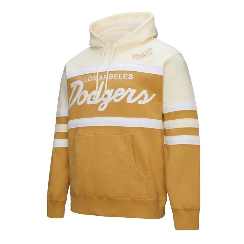 MLB Tan/Cream Los Angeles Dodgers Head Coach Pullover Hoodie