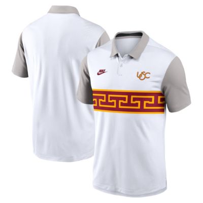 Men's NCAA Nike USC Trojans Athletic Prep Legacy Logo Vapor Dri-FIT Polo, White, 3XL