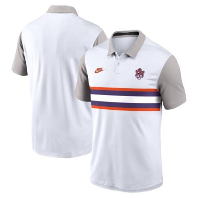 Men's NCAA Nike Clemson Tigers Athletic Prep Legacy Logo Vapor Dri-FIT Polo, White, 3XL