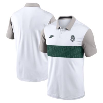 Men's NCAA Nike Michigan State Spartans Athletic Prep Legacy Logo Vapor Dri-FIT Polo, White, 3XL