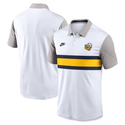 Men's NCAA Nike Michigan Wolverines Athletic Prep Legacy Logo Vapor Dri-FIT Polo, White, 2XL