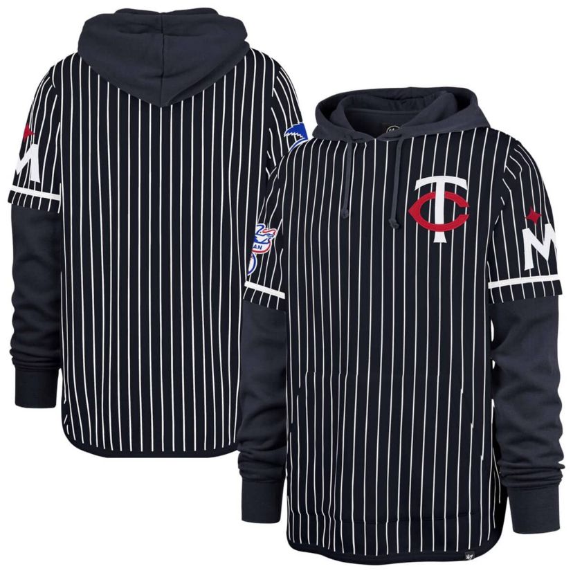 MLB Minnesota Twins Pinstripe Double Header Pullover Hoodie