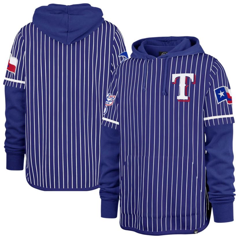 MLB Texas Rangers Pinstripe Double Header Pullover Hoodie