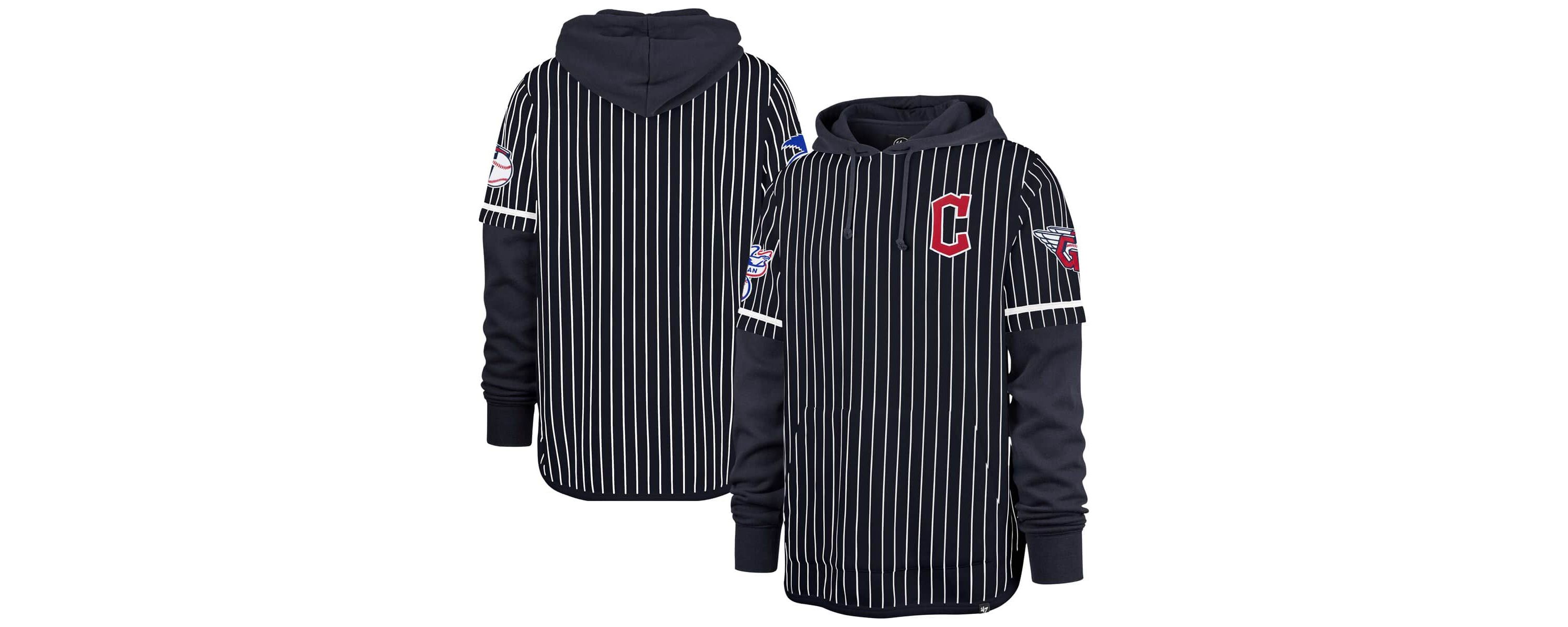 MLB Cleveland Guardians Pinstripe Double Header Pullover Hoodie