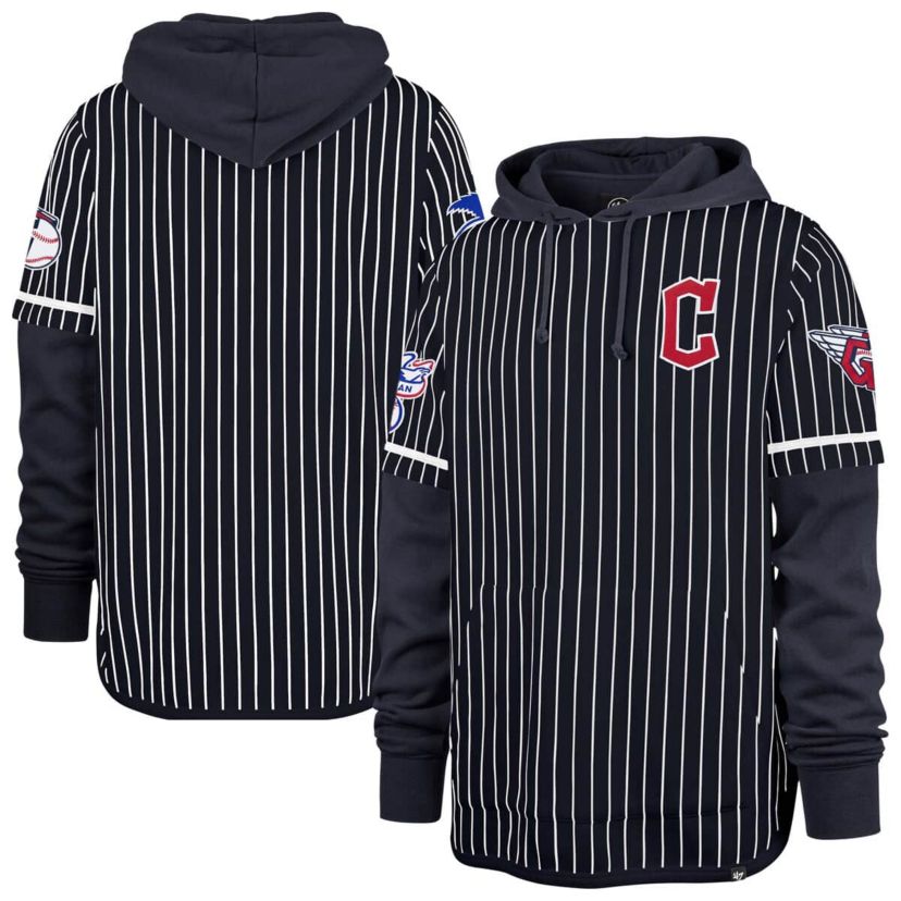 MLB Cleveland Guardians Pinstripe Double Header Pullover Hoodie