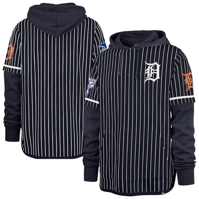 MLB Detroit Tigers Pinstripe Double Header Pullover Hoodie
