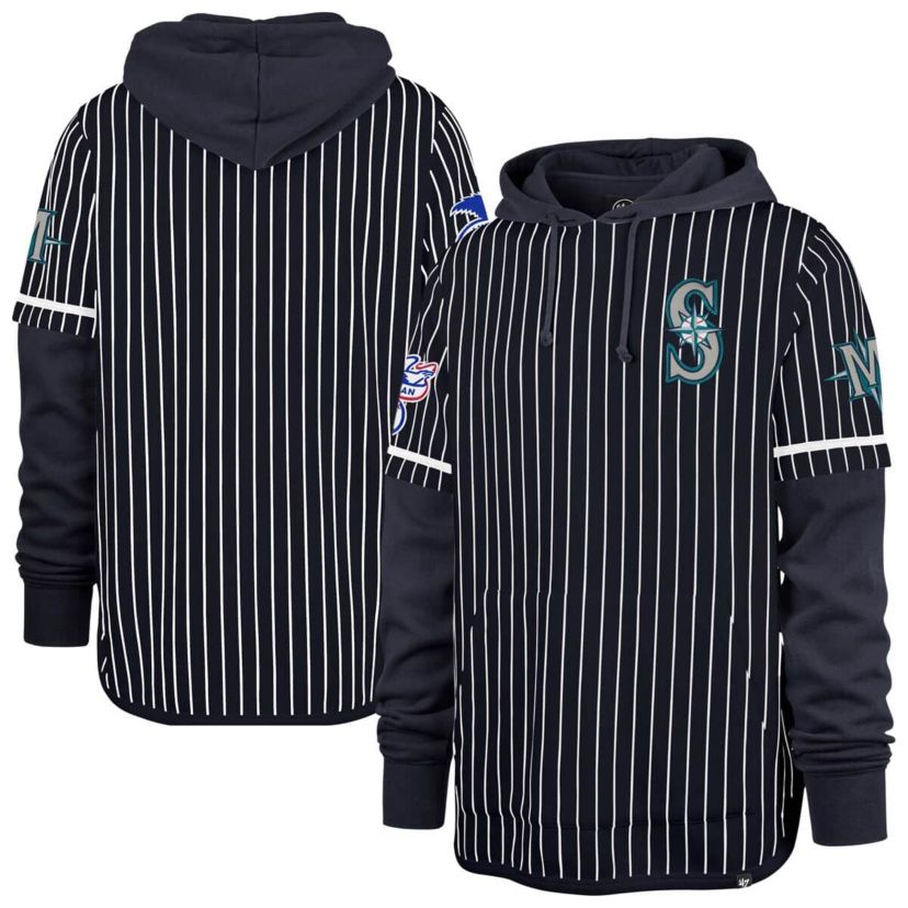 MLB Seattle Mariners Pinstripe Double Header Pullover Hoodie