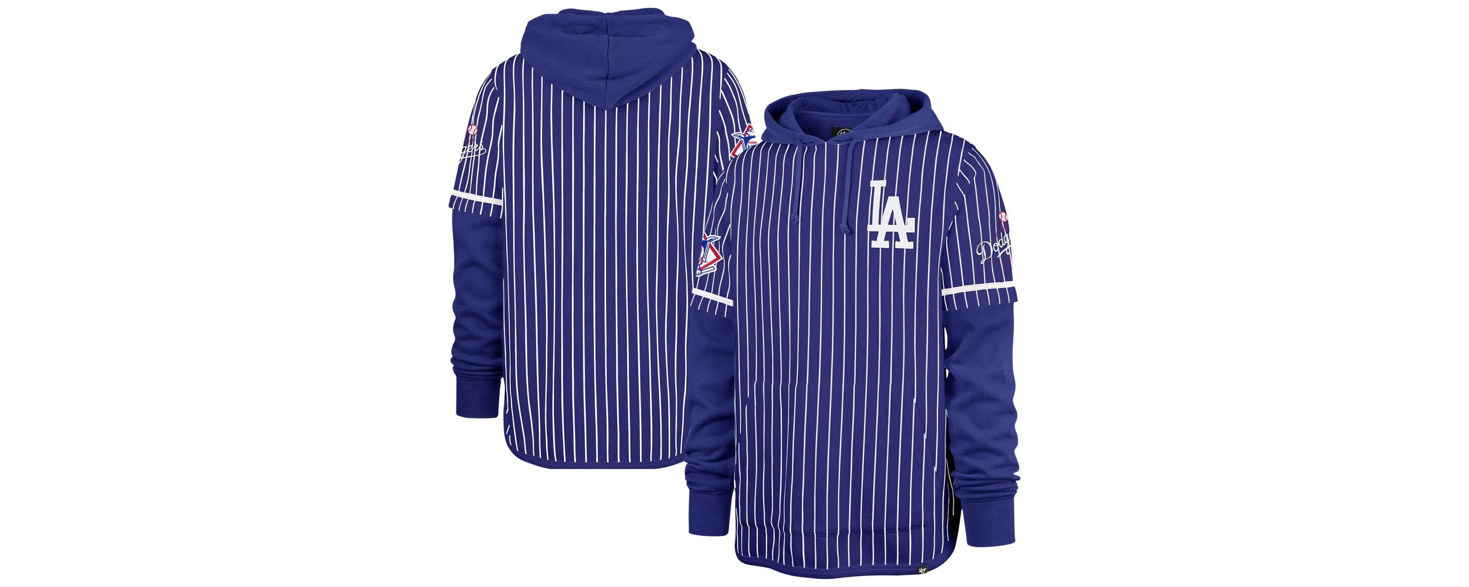 MLB Los Angeles Dodgers Pinstripe Double Header Pullover Hoodie