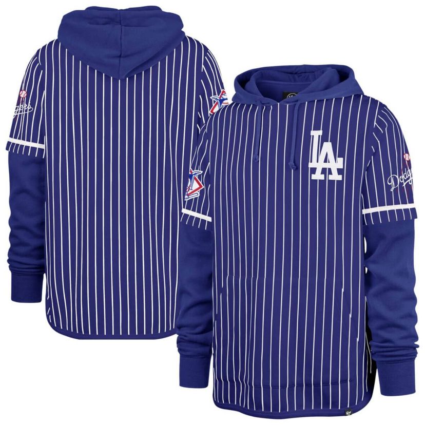 MLB Los Angeles Dodgers Pinstripe Double Header Pullover Hoodie
