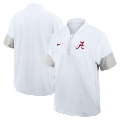 Men's Alabama Crimson Tide NCAA Nike Alabama Tide 2025 Sideline Short Sleeve Quarter-Zip Coach Jacket