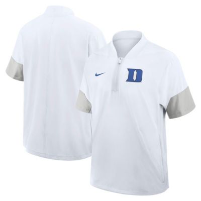 Men's Duke Blue Devils NCAA Nike Duke Devils 2025 Sideline Short Sleeve Quarter-Zip Coach Jacket