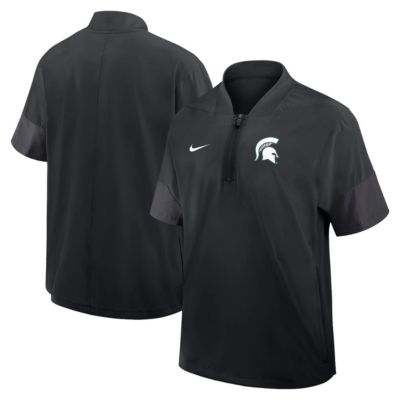 Men's NCAA Nike Michigan State Spartans 2025 Sideline Short Sleeve Quarter-Zip Coach Jacket, Black, Large
