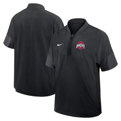 Men's NCAA Nike Ohio State Buckeyes 2025 Sideline Short Sleeve Quarter-Zip Coach Jacket, Black, Medium
