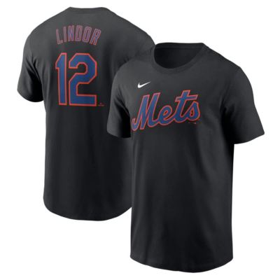 Men's MLB Nike Francisco Lindor New York Mets Fuse Name & Number T-Shirt, Black, 2XL