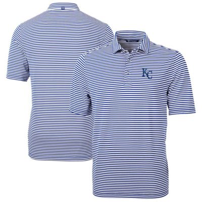 Cutter & Buck Men's MLB Kansas City Royals Virtue Eco Pique Stripe Recycled Polo, Blue, 3XL