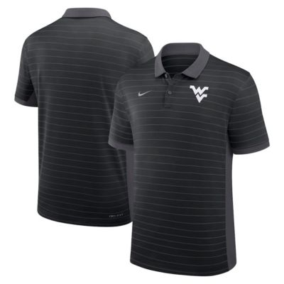 Men's NCAA Nike West Virginia Mountaineers 2025 Early Season Coaches Sideline Victory Stripe Dri-FIT Polo, Black, Large