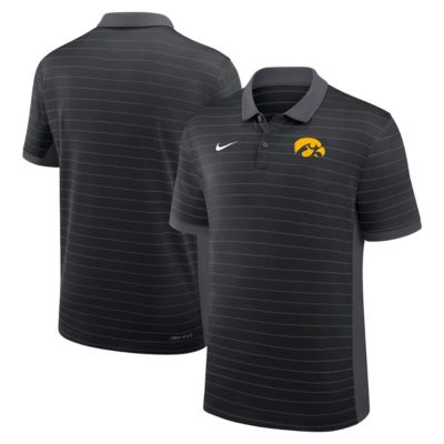 Men's NCAA Nike Iowa Hawkeyes 2025 Early Season Coaches Sideline Victory Stripe Dri-FIT Polo, Black, 2XL
