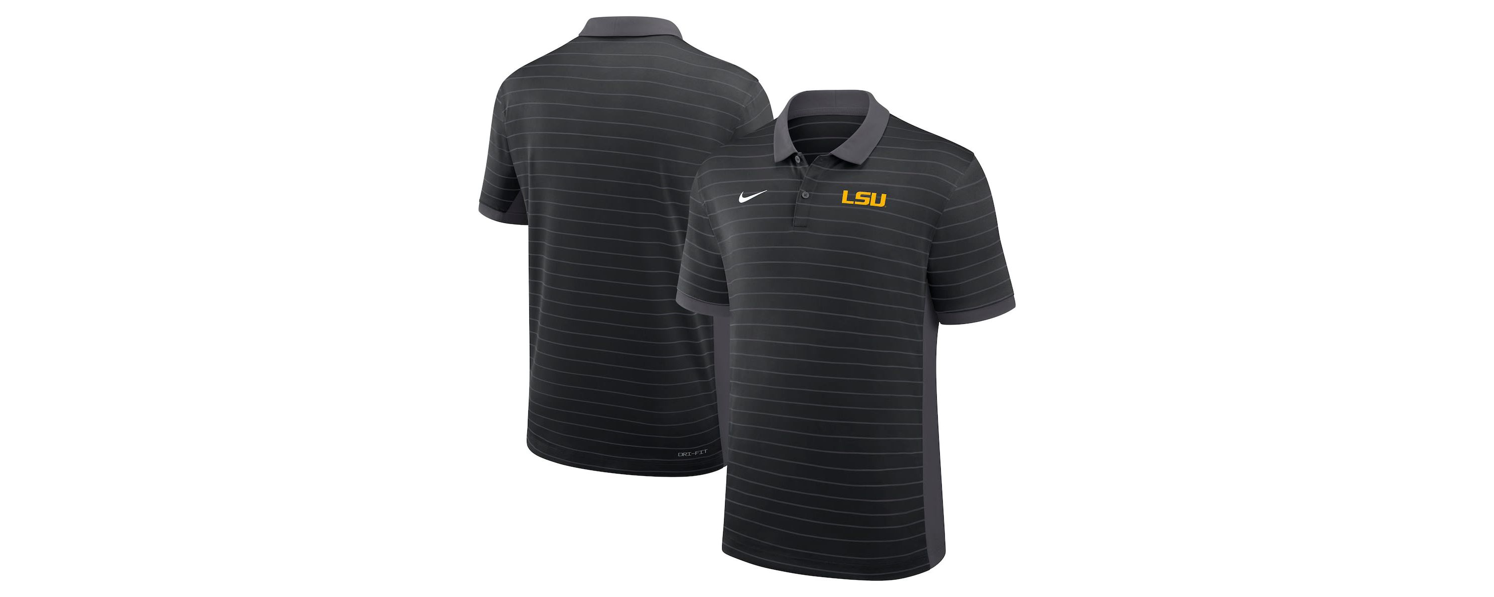 NCAA Nike LSU Tigers 2025 Early Season Coaches Sideline Victory Stripe Dri-FIT Polo