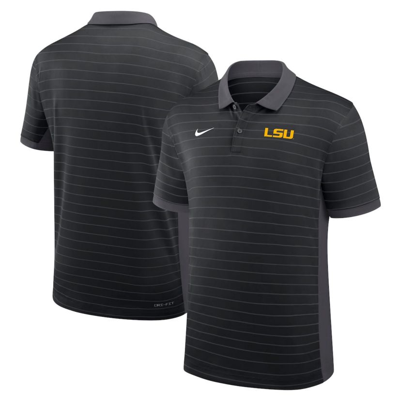 NCAA Nike LSU Tigers 2025 Early Season Coaches Sideline Victory Stripe Dri-FIT Polo