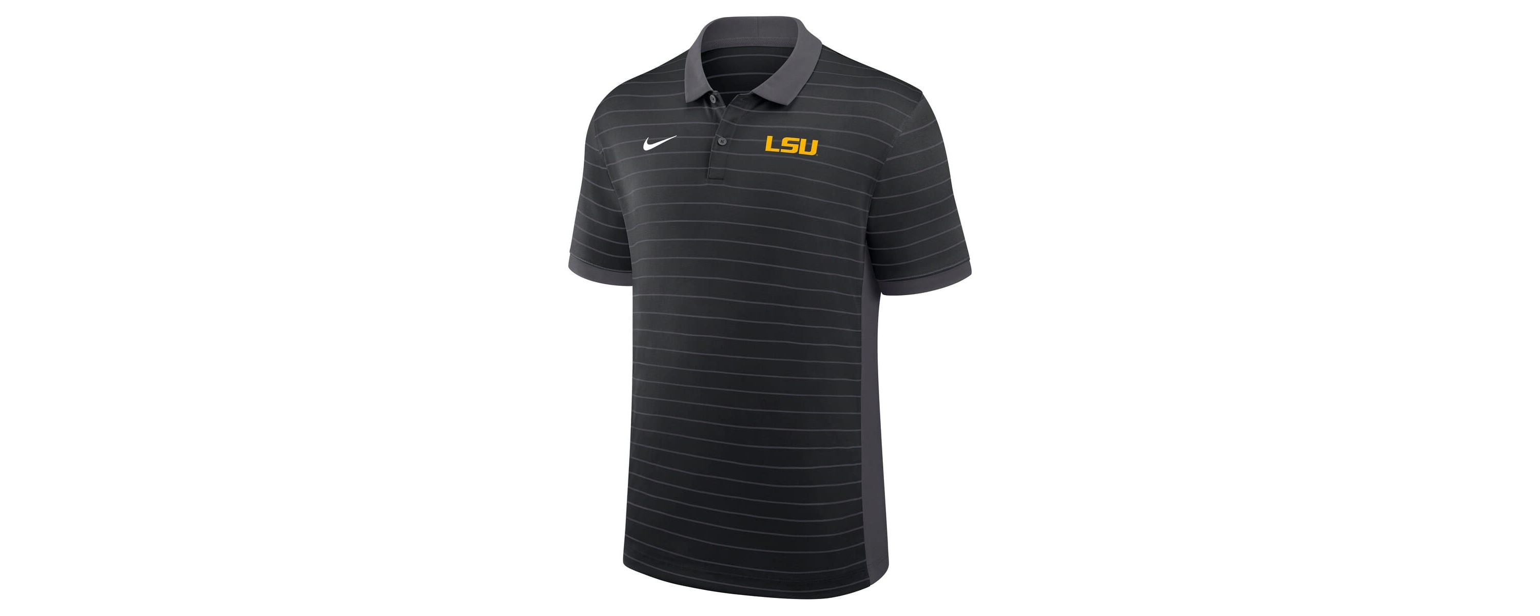 NCAA Nike LSU Tigers 2025 Early Season Coaches Sideline Victory Stripe Dri-FIT Polo