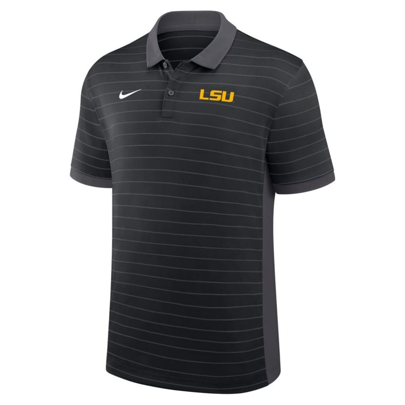 NCAA Nike LSU Tigers 2025 Early Season Coaches Sideline Victory Stripe Dri-FIT Polo