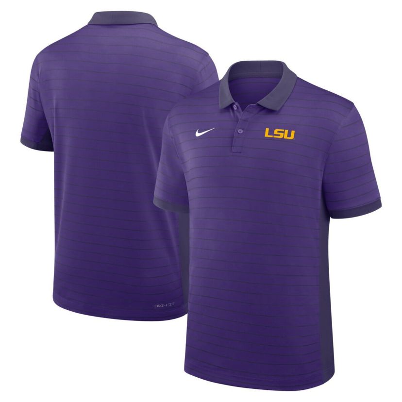 NCAA Nike LSU Tigers 2025 Early Season Coaches Sideline Victory Stripe Dri-FIT Polo