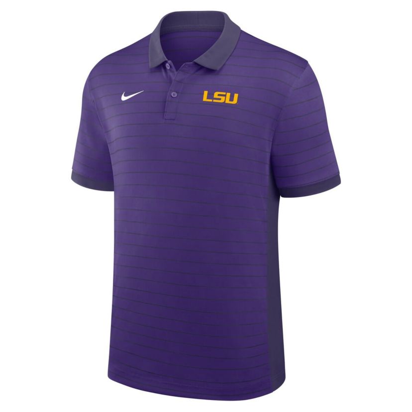 NCAA Nike LSU Tigers 2025 Early Season Coaches Sideline Victory Stripe Dri-FIT Polo